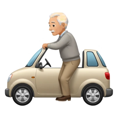 My grandfather is pulling a rear car sticker