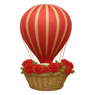 red hot air balloon and beige basket with roses sticker