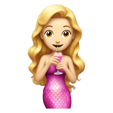 A caucasian mermaid drinking champagne dressed in pink sticker