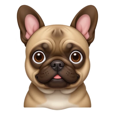 Dark Brown (pug crossed with french bulldog) dog I'd like a 3D emoji sticker