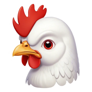 Cinematic Comical White Chicken Portrait Emoji, Head tilted dramatically with an exaggeratedly shocked or amused expression, featuring a sleek, immaculate white plumage with a prominent red comb, wide, expressive beady eyes filled with playful disbelief, Simplified yet hilariously expressive features, highly detailed, glowing with a slightly sassy glow, high shine, dramatic yet playful, stylized with an air of cheeky mischief, bright and endearing, soft glowing outline, capturing the essence of a spirited and over-the-top chicken, so meme-worthy it feels like it could cluck its way into internet fame instantly! sticker