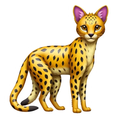 Colorful shiny Leopard-Caracal-Cheetah-Serval-Civet-Trico-Sergal-Vernid-fusion-hybrid-animal-creature, dull body sticker