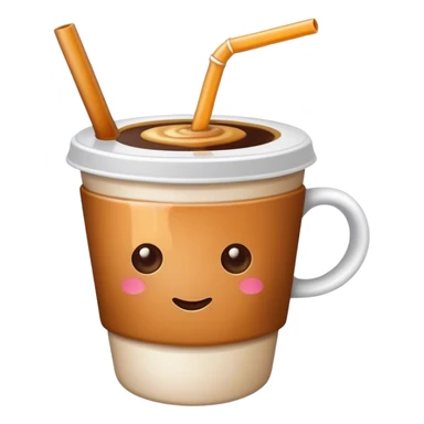 cup of coffee with a straw sticker