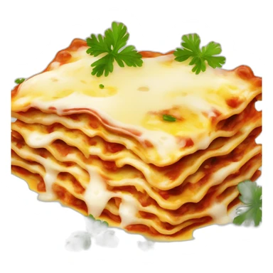 lasagna with parsley and melting cheese on a fancy plate sticker