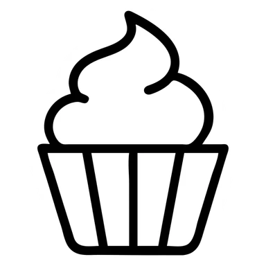 cupcake with pink icing, outlined icon style sticker