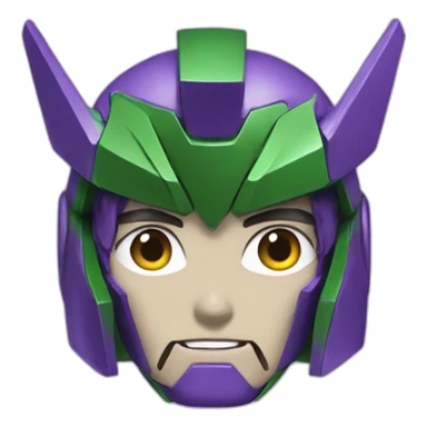 purple and green gundam face sticker
