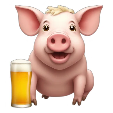 Un cochon avec une bière sticker