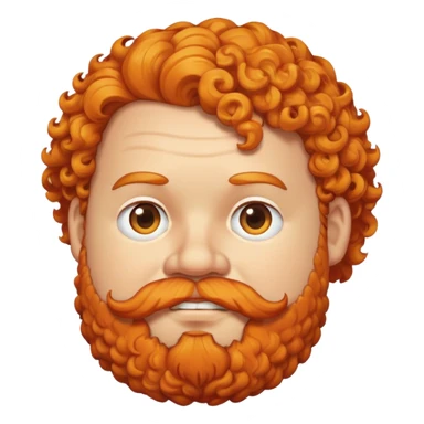 Fat man with Orange curly hair, and a orange beard sticker