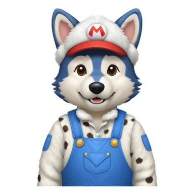 mario themed wolf husky fursuiter sticker