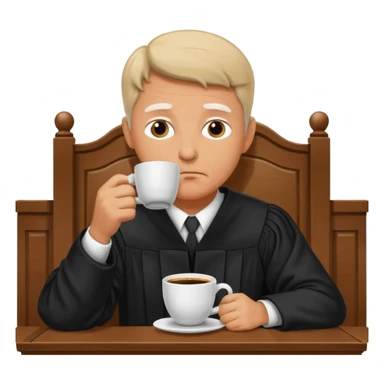 Sleepy judge sipping coffee in court sticker