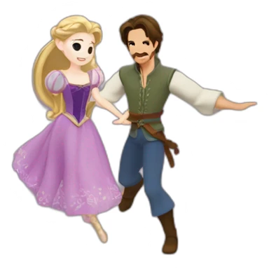 Rapunzel and Flynn Rider dancing anime style sticker