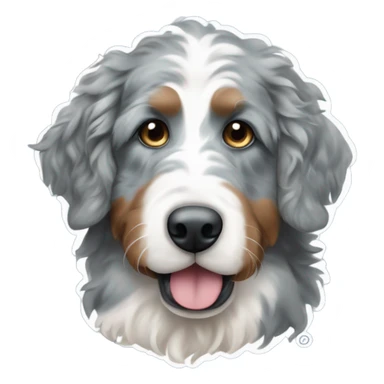 Merle Bernedoodle with one whitish blue eye and one blue-gray green eye  sticker