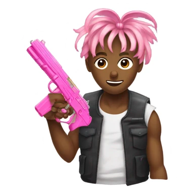 Juice WRLD holding a pink gun with pink bows in hair  sticker