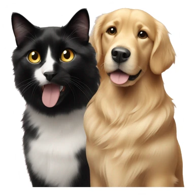 Black cat and golden retriever  sticker