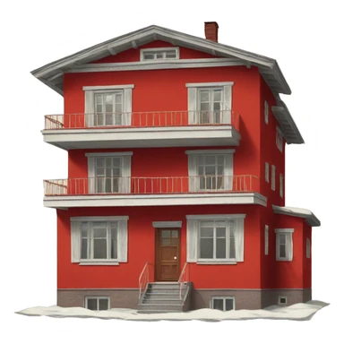 red ussr house 1940s sticker