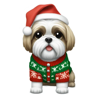 Shi tzu wearing christmas Sweater  sticker