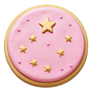 pink buttercream sugar cookie with gold star sprinkles  sticker