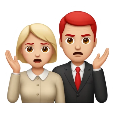 married couple arguing, emoji style, man looking frustrated sticker