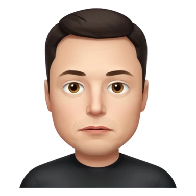 realistic make me elon musk serious face dark hair no shoulders just head  sticker