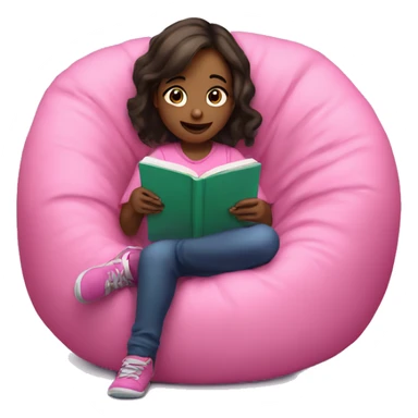 Girl in pink beanbag chair reading a book  sticker