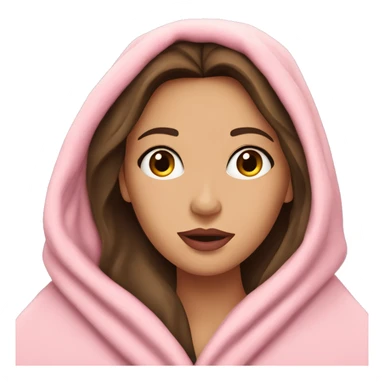 Brunette caucasian woman with pink lips cuddled in a big blanket sticker