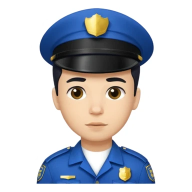 Police man wearing Blue uniform with hair sticker