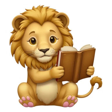 lion reading a book sticker