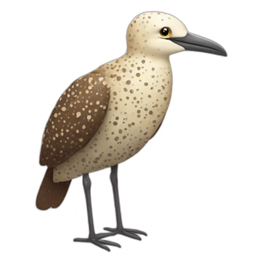 fluffy brown speckled sea bird with white spots and long legs and light yellow beak sticker