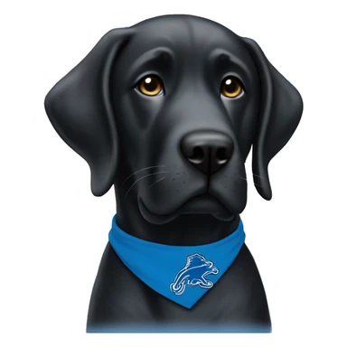 Large Black Lab dog in a Detroit Lions bandana or jersey  sticker