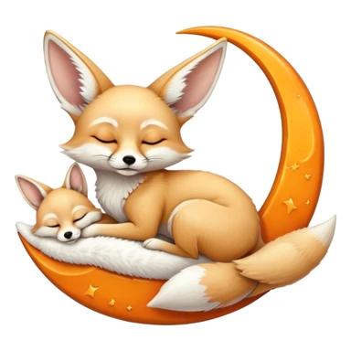 fennec sleeping on a moon sickle  sticker