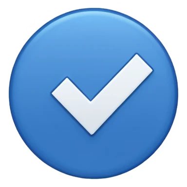 A blue circle with a white checkmark inside (dark blue checkmark) sticker