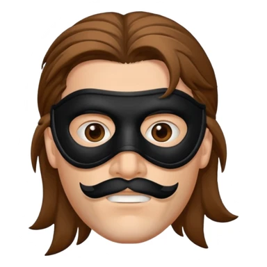 A guy with a brown mullet and a black mask over his mouth and nose sticker
