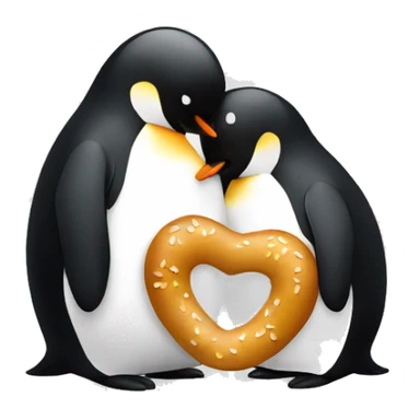 One bretzel and one pinguin hugging each other sticker