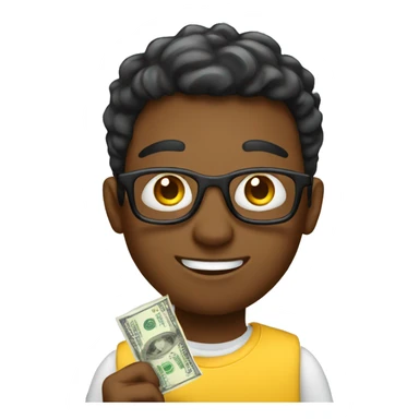 Student holding dollars sticker