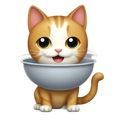 Cat carrying a food bowl sticker