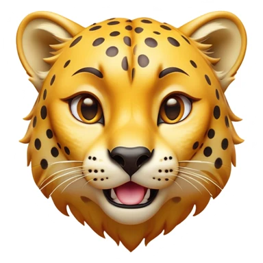 Cinematic Comical Cheetah Portrait Emoji, Head tilted dramatically with an exaggeratedly amused expression, featuring a striking, glossy golden Fur with bold spots, wide, expressive amber eyes filled with playful disbelief, Simplified yet hilariously expressive features, highly detailed, glowing with a slightly sassy glow, high shine, dramatic yet playful, stylized with an air of cheeky mischief, bright and endearing, soft glowing outline, capturing the essence of a spirited and over-the-top cheetah, so meme-worthy it feels like it could dash its way into internet fame instantly! sticker