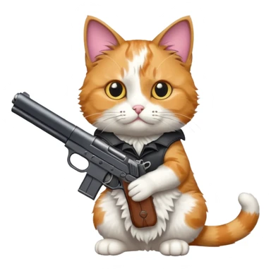 a cat with a gun sticker