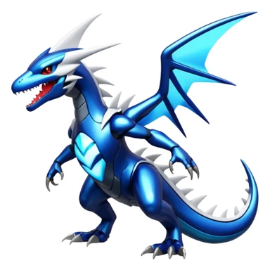 Shiny futuristic Cyber-Kyurem-Garchomp-Latios-Lugia-Fakémon-hybrid-creature (full body)  sticker