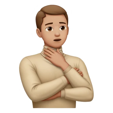 Person holding their neck arms crossed choking  sticker