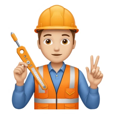 worker wearing orange west holding a ruler sticker