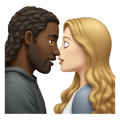 Black man passionately kissing white womanwith long brown hair  sticker