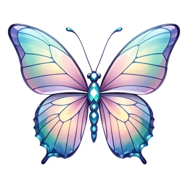 Pastel sparkly iridescent glass crystal butterfly sticker
