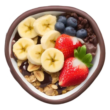 açaí bowl with nutella, bananas, strawberry, and granola sticker