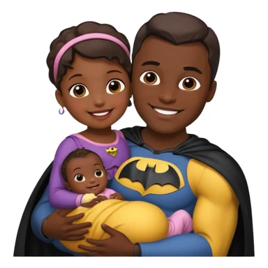 batman holding baby daughter sticker