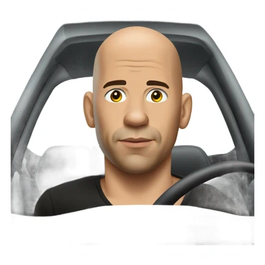 Vin Diesel in profile driving a car sticker