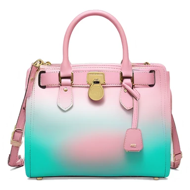 Realistic isolated pastel pink to tiffany blue ombre Michael Kors satchel purse.  sticker