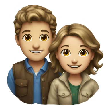 smiling girl and boy portrait sticker
