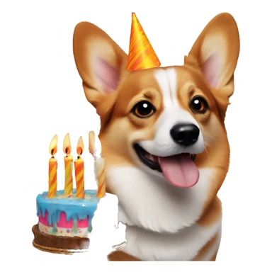 birthday dog corgi blowing candles  sticker