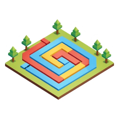 an isometric field with multi-colored tiles and directional arrows sticker