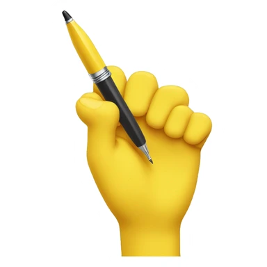 yellow hand offering a pen sticker